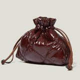 Vintage Drawstring Bucket Bag Small Crossbody Bag Woman Nylon Cotton Shoulder Ba