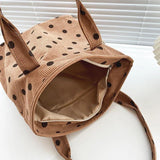 Women Corduroy Shoulder Shopping Dot Handbag Female Travel Bag Purses
