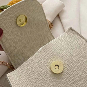 Pu Flower Woman Chain Daily Party Flip Small Square Purses Handbags