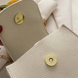 Pu Flower Woman Chain Daily Party Flip Small Square Purses Handbags