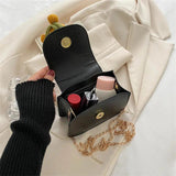 Pu Flower Woman Chain Daily Party Flip Small Square Purses Handbags