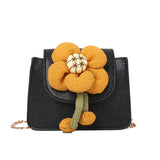 Pu Flower Woman Chain Daily Party Flip Small Square Purses Handbags