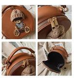 Vintage Leather Bear Shoulder Bag