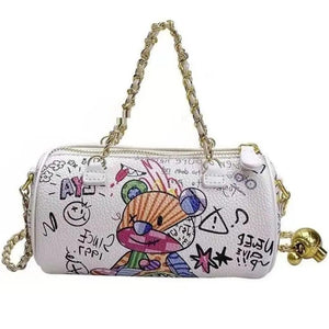 Cartoons Graffiti Zipper Crossbody Bag Chain Shoulder Handbag