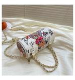 Cartoons Graffiti Zipper Crossbody Bag Chain Shoulder Handbag