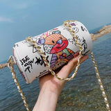 Cartoons Graffiti Zipper Crossbody Bag Chain Shoulder Handbag
