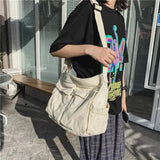 Canvas Shoulder Bag Large Capacity Messenger Bag for Teens