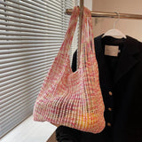 Mesh Weaving Top Handle Shoulder Bag for Summer Party