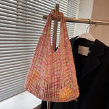 Mesh Weaving Top Handle Shoulder Bag for Summer Party