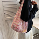 Mesh Weaving Top Handle Shoulder Bag for Summer Party