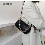 Vintage Solid Chain Handbag Female Casual PU Leather Shoulder Bag