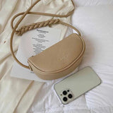 Pu Braided Shoulder Strap Letter Woman Half Moon Bag