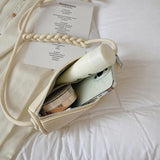 Pu Braided Shoulder Strap Letter Woman Half Moon Bag