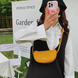 Pu Braided Shoulder Strap Letter Woman Half Moon Bag