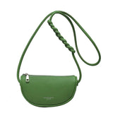 Pu Braided Shoulder Strap Letter Woman Half Moon Bag