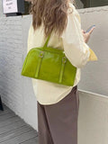 Vintage Green PU Leather Tote Handbag