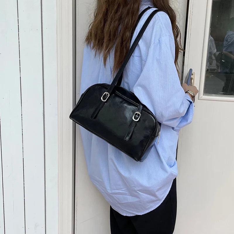Vintage Green PU Leather Tote Handbag