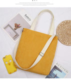 Canvas Tote Shoulder Bag Corduroy Handbag