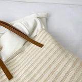 Beach Straw Bag Leather Ladies Shoulder Bag Canvas Travel Tote