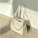 Women's Leather Drawstring Bucket Bag Large Capacity HandBag