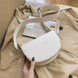 Retro Solid Saddle Bag High Leather Shoulder Bags for Women
