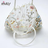 Summer Style Mesh Embroidery Flowers Clear Shoulder Bag BG1910