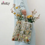 Summer Style Mesh Embroidery Flowers Clear Shoulder Bag BG1910