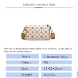 Summer Woman Shoulder Bag PU Leather Classic Letter Print Crossbody Bags Female