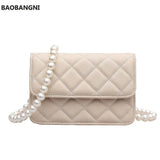 Beaded Shoulder Belt PU Leather Crossbody Bag for Women Totes Shoulder Bag