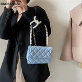 Beaded Shoulder Belt PU Leather Crossbody Bag for Women Totes Shoulder Bag