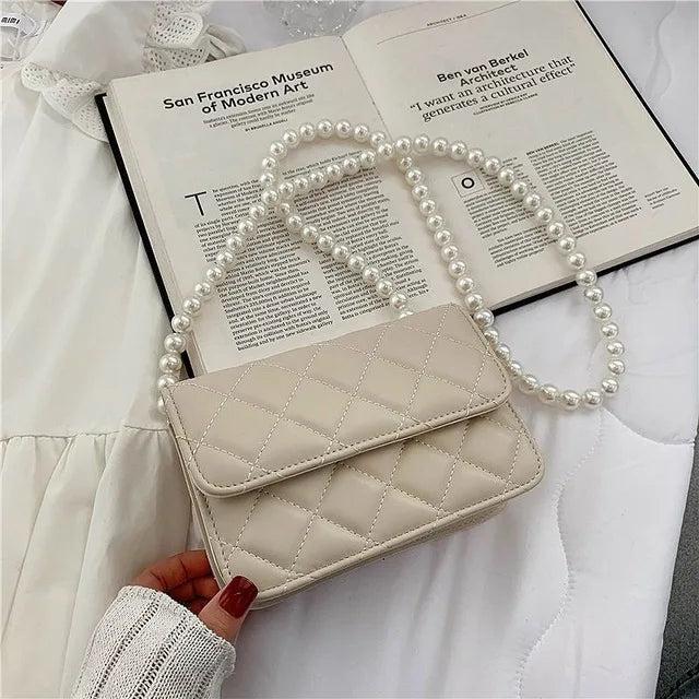 Beaded Shoulder Belt PU Leather Crossbody Bag for Women Totes Shoulder Bag