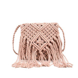 Women's Straw Shoulder Bag Hollow Out Woven Tassel Bag