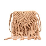 Women's Straw Shoulder Bag Hollow Out Woven Tassel Bag