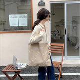 Embroidered Hello Letters Handbag Print Canvas Tote