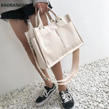 Casual Canvas Shoulder Bag with Pockets