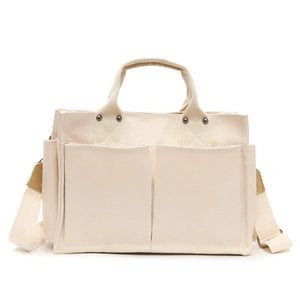 Casual Canvas Shoulder Bag with Pockets