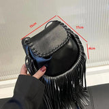 PU Leather Shoulder Bags Women Tassel Handbags Purse Ladies Retro CrossBody Bag