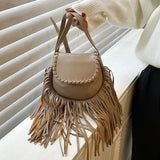 PU Leather Shoulder Bags Women Tassel Handbags Purse Ladies Retro CrossBody Bag