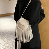 PU Leather Shoulder Bags Women Tassel Handbags Purse Ladies Retro CrossBody Bag