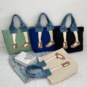 Canvas Shoulder Bag Large Capacity Travel Shopping Tote