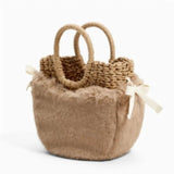 Hand-Woven Ladies Straw Bag Plush Rattan Bag
