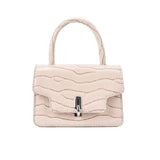 Stone Pattern Hourglass Handbag Button PU Leather Women Shoulder Bag Orange Mini
