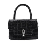 Stone Pattern Hourglass Handbag Button PU Leather Women Shoulder Bag Orange Mini