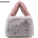 Plush Pillow Tote Bag Winter Soft Faux Fur Women's Handbag Shoulder Bag