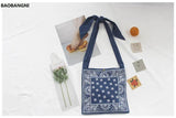 Boho Wide Strap Slouch Bag Women Bohemian Style Printing Messenger Big Handbag