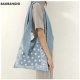 Boho Wide Strap Slouch Bag Women Bohemian Style Printing Messenger Big Handbag