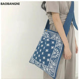 Boho Wide Strap Slouch Bag Women Bohemian Style Printing Messenger Big Handbag