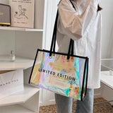 Summer PVC Clear Ladies Tote Bag Laser Colourful large Capacity Female Handbag