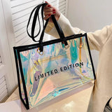 Summer PVC Clear Ladies Tote Bag Laser Colourful large Capacity Female Handbag