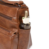 Women's Multi-Layer Messenger Bag, Large Capacity Soft Leather Crossbody Handbag